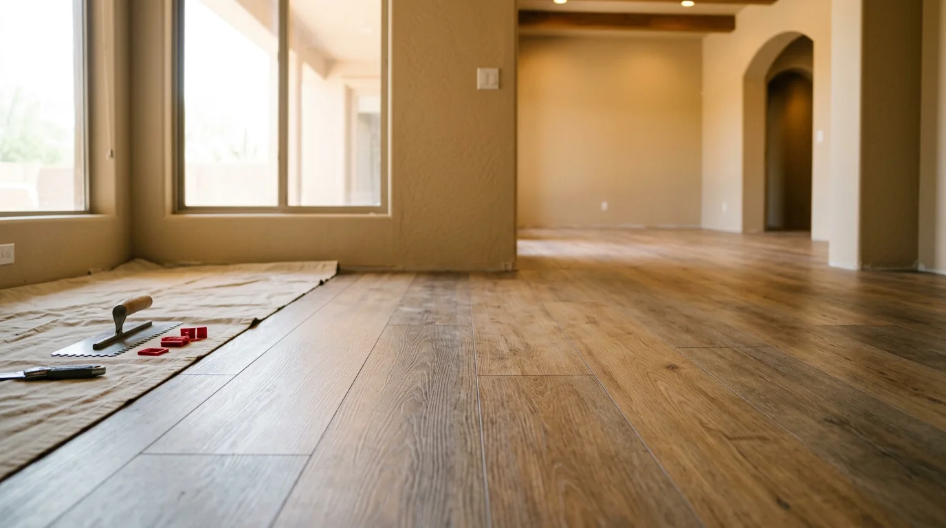 Professional hardwood flooring installation in a Phoenix home